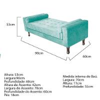 Recamier Baú Félix Solteiro 90cm Suede Azul Tiffany - 2