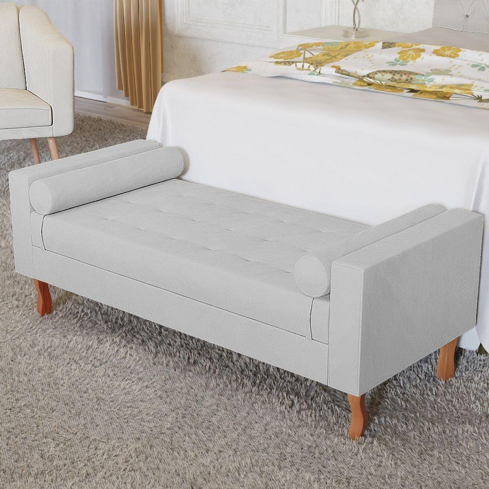 Recamier Baú Félix Solteiro 140cm Suede Branco - 1