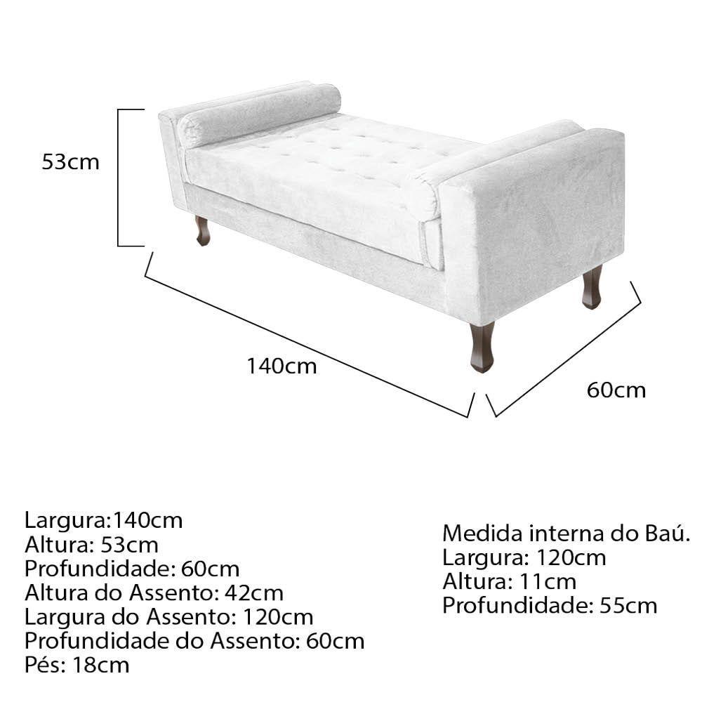 Recamier Baú Félix Solteiro 140cm Suede Branco - 5
