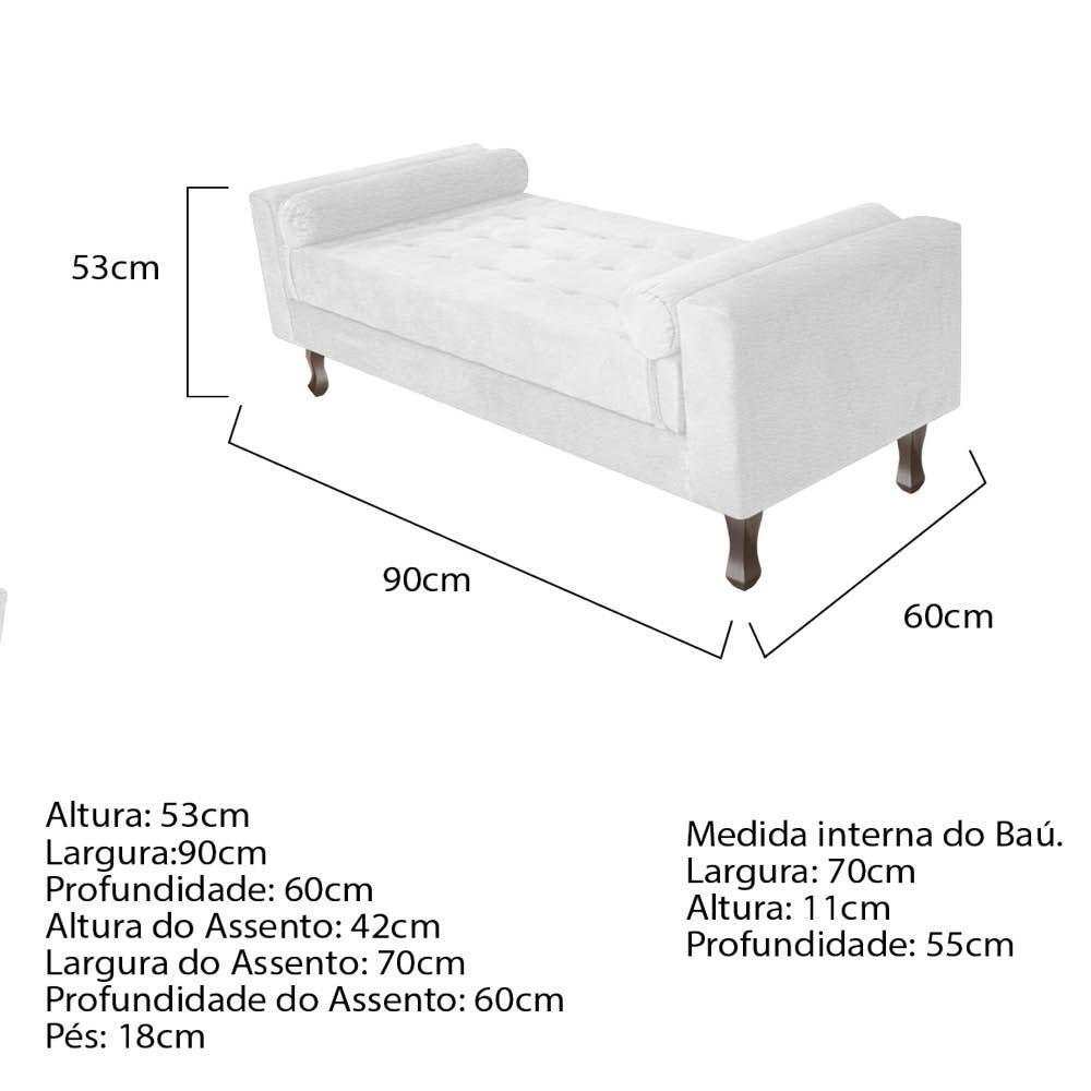 Recamier Baú Félix Solteiro 90cm Corano Branco - 3