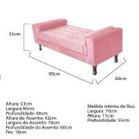 Recamier Baú Félix Solteiro 90cm Suede Rosa Bebê - 2