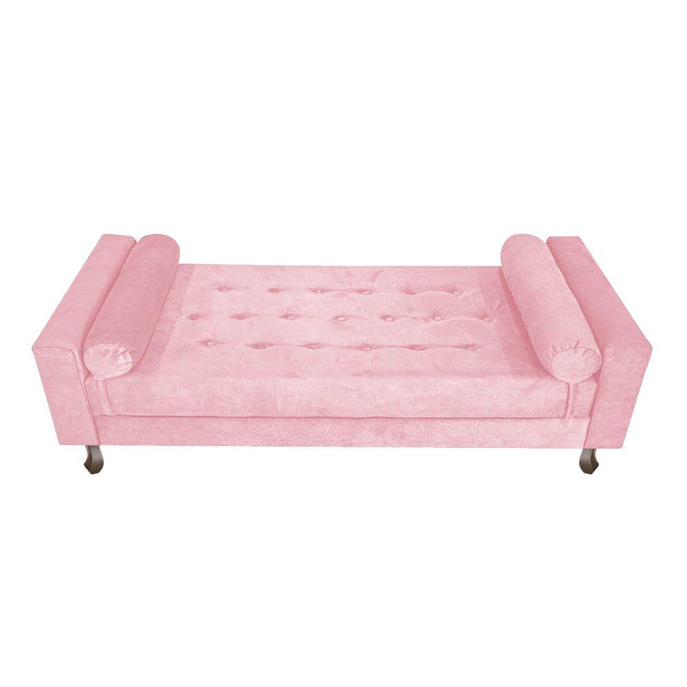 Recamier Baú Félix Solteiro 100cm Suede Rosa Bebê - 8