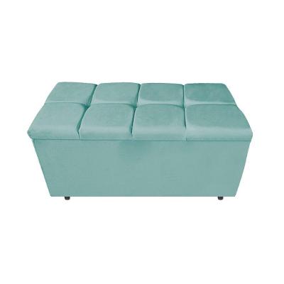 Calçadeira Estofada Manchester 90 Cm Solteiro Suede Azul