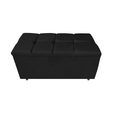 Calçadeira Estofada Manchester 90 Cm Solteiro Suede Preto