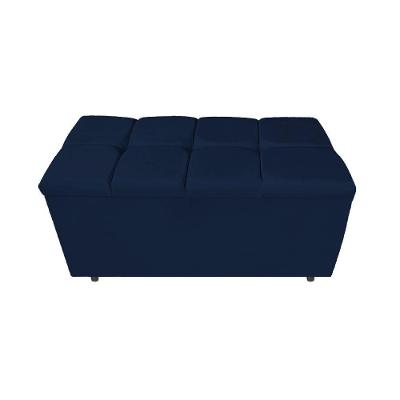 Calçadeira Estofada Manchester 90 Cm Solteiro Suede Azul