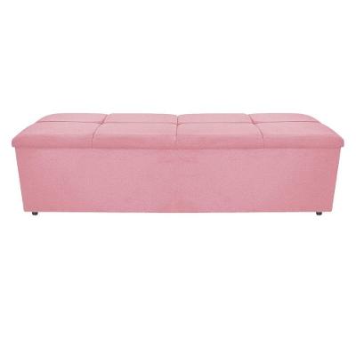Calçadeira Munique 140cm Casal Suede Rosa Bebê