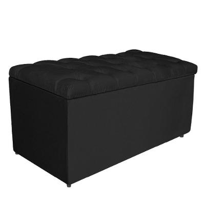 Calçadeira estofada 90 Cm Solteiro Suede Preto