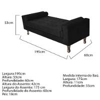 Recamier Baú Félix Solteiro 195cm Suede Preto - 2