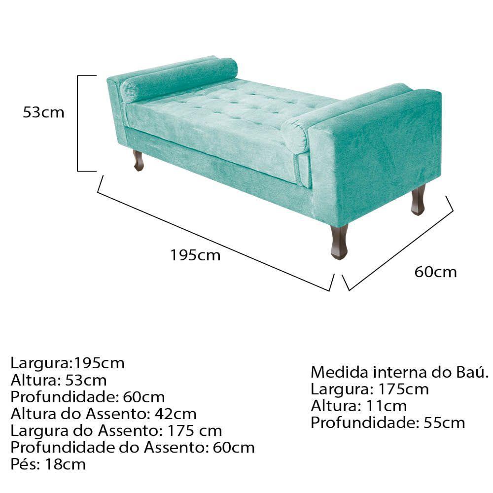 Recamier Baú Félix Solteiro 195cm Suede Azul Tiffany - 2