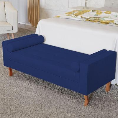 Recamier Baú Félix Solteiro 195cm Suede Azul Marinho