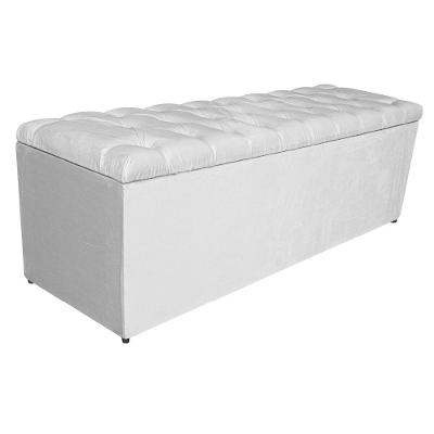 Calçadeira estofada 140 Cm Casal Suede Branco