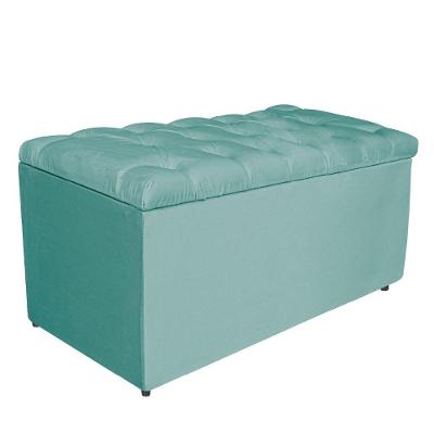 Calçadeira estofada 90 Cm Solteiro Suede Azul Tiffany