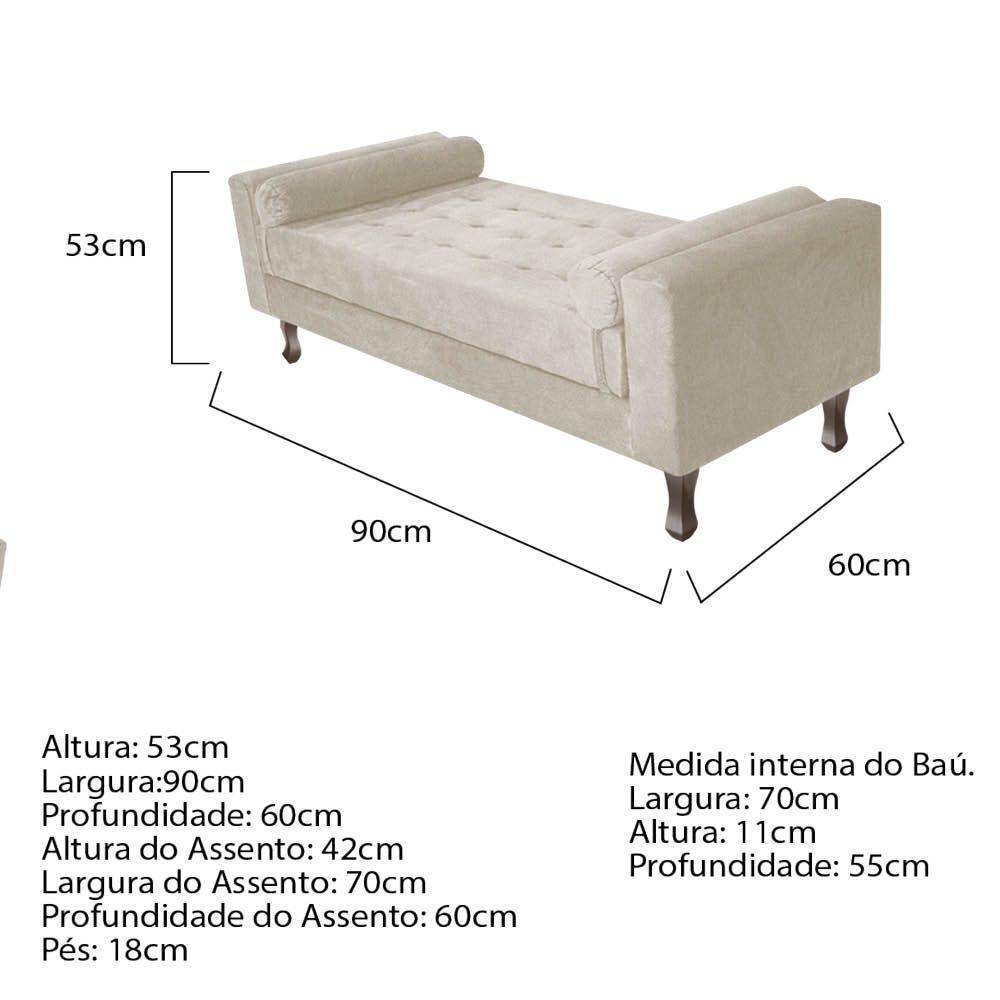 Recamier Baú Félix Solteiro 90cm Suede Bege - 2