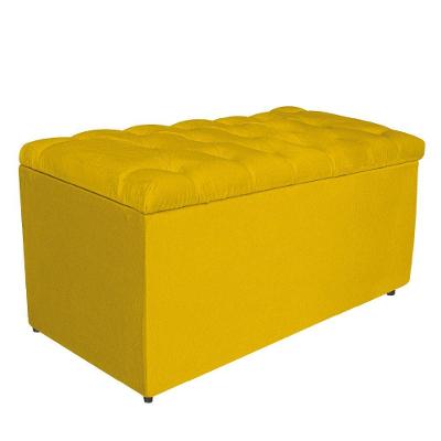Calçadeira estofada 90 Cm Solteiro Suede Amarelo