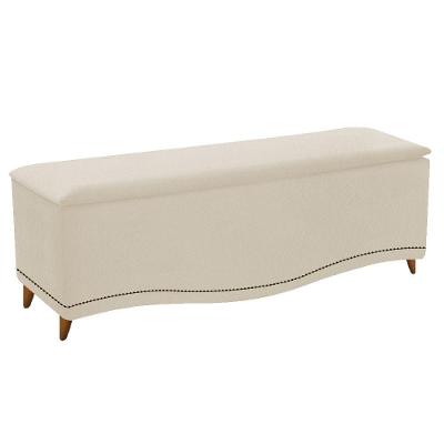 Calçadeira Yasmim 90cm Solteiro Suede Bege