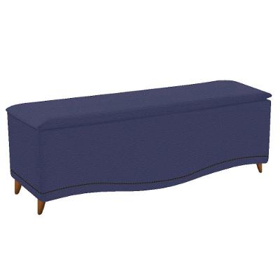 Calçadeira Yasmim 90cm Solteiro Corano Azul Marinho
