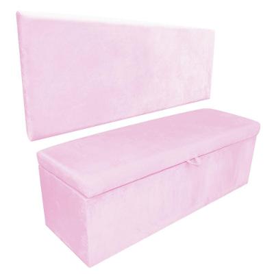 Kit Calçadeira Painel Clean 100cm Suede Rosa Bebê