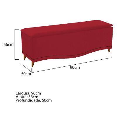Calçadeira Estofada Yasmim 90cm Vermelho