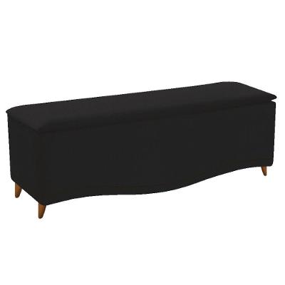 Calçadeira Yasmim 90cm Solteiro Suede Preto
