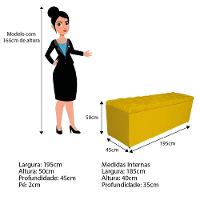 Calçadeira Liverpool 195cm King Size Suede Amarelo - 2