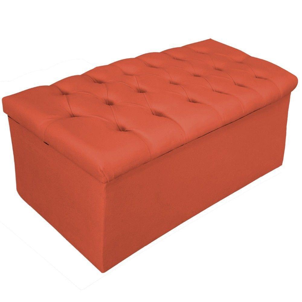 Calçadeira Baú Mel 90 Cm Solteiro com Capitonê Terracota - 1