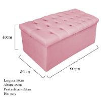 Calçadeira Baú Mel 90 Cm Solteiro com Capitonê Rosa Bebê - 3