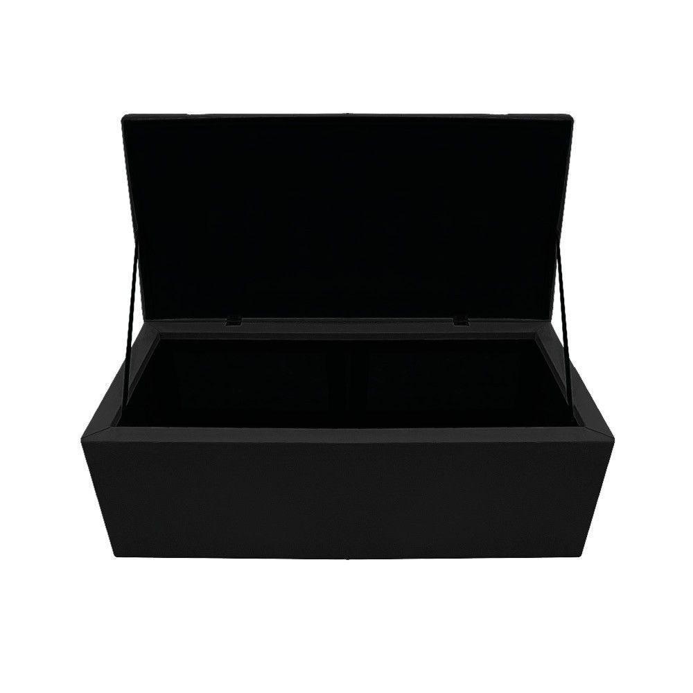 Calçadeira Baú estofada Mel 90 Cm Solteiro com Capitonê Suede Preto - 2