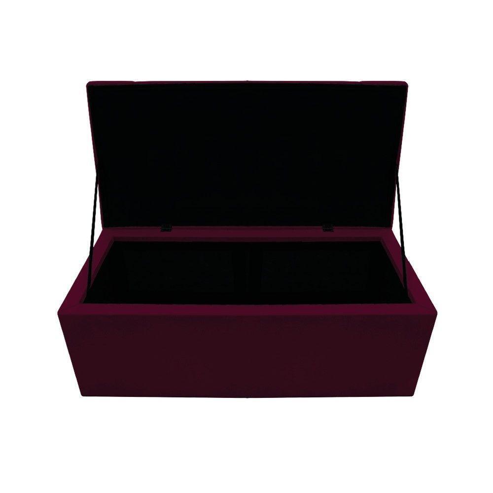 Calçadeira Baú estofada Mel 90 Cm Solteiro com Capitonê Suede Bordô - 3