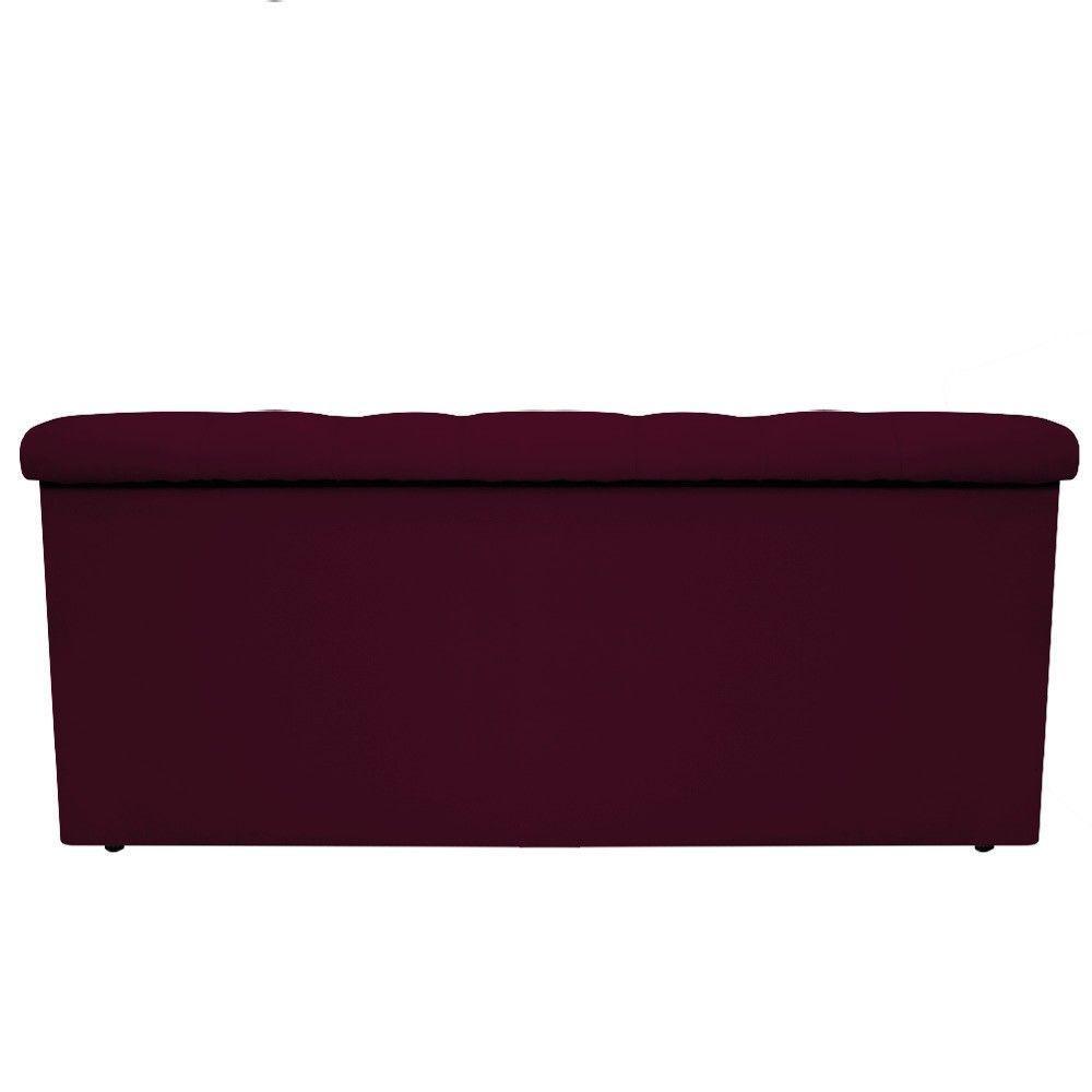 Calçadeira Baú estofada Mel 90 Cm Solteiro com Capitonê Suede Bordô - 5