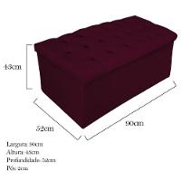 Calçadeira Baú estofada Mel 90 Cm Solteiro com Capitonê Suede Bordô - 2