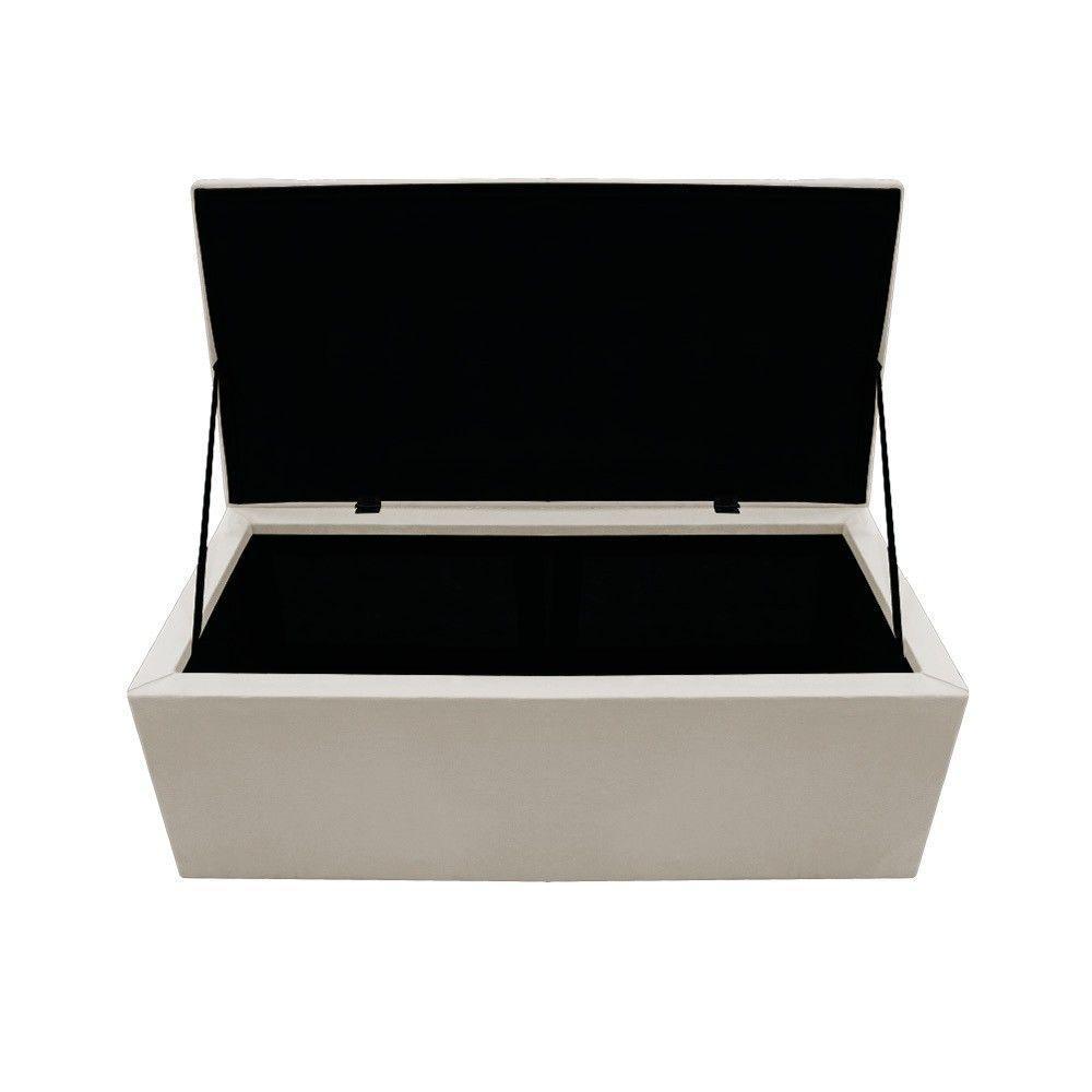 Calçadeira Baú Mel 90 Cm Solteiro com Capitonê Suede Bege - 3