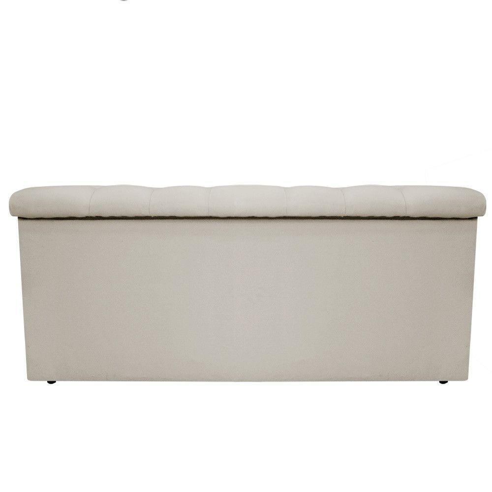 Calçadeira Baú Mel 90 Cm Solteiro com Capitonê Suede Bege - 4