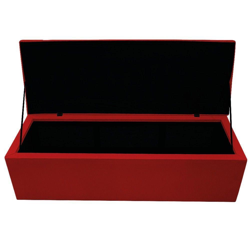 Calçadeira Baú Mel 140 Cm Casal com Capitonê Suede Vermelho - 2