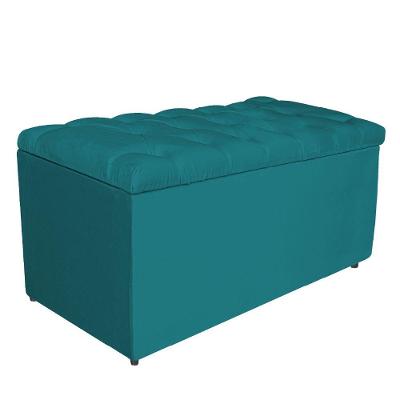 Calçadeira Liverpool 90cm Solteiro Suede Azul Turquesa