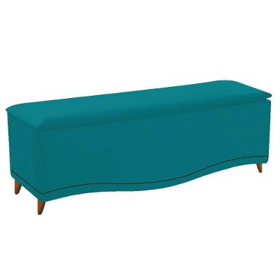 Calçadeira Yasmim 90cm Solteiro Suede Azul Turquesa