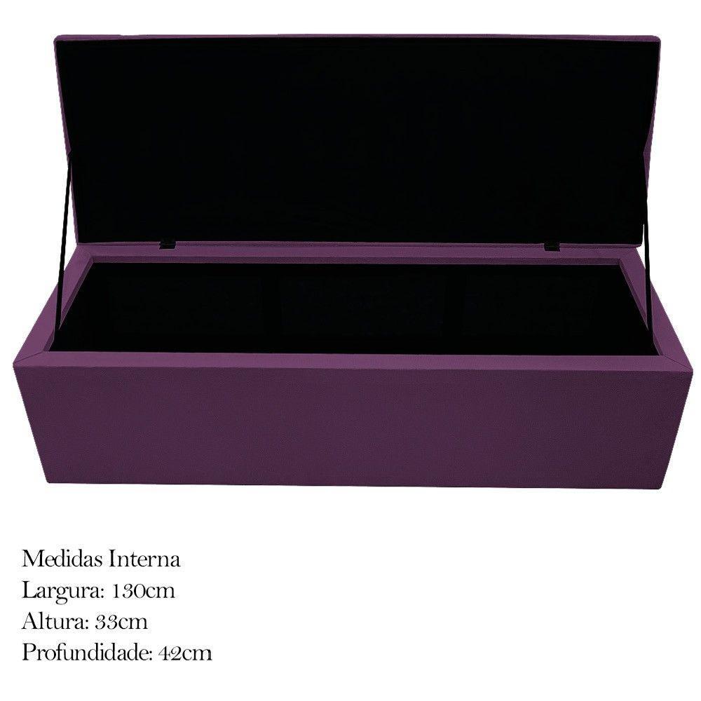 Calçadeira Baú Mel 140 Cm Casal com Capitonê Suede Roxo - 5
