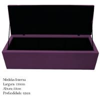 Calçadeira Baú Mel 140 Cm Casal com Capitonê Suede Roxo - 5