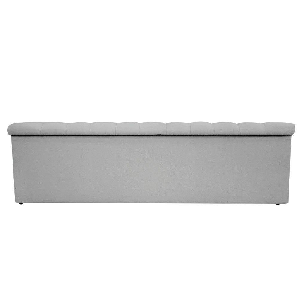 Calçadeira Baú Mel 140 Cm Casal com Capitonê Suede Cinza - 5
