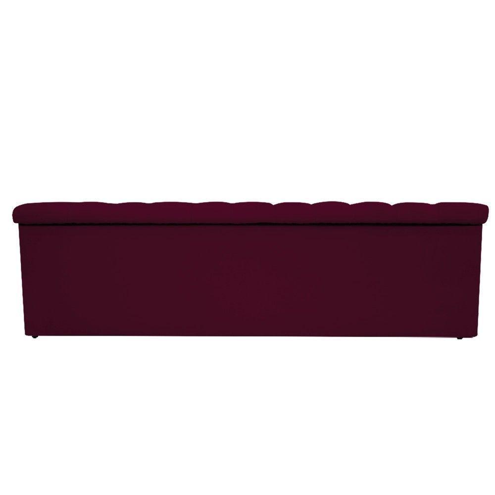Calçadeira Baú Mel 140 Cm Casal com Capitonê Suede Bordô - 4