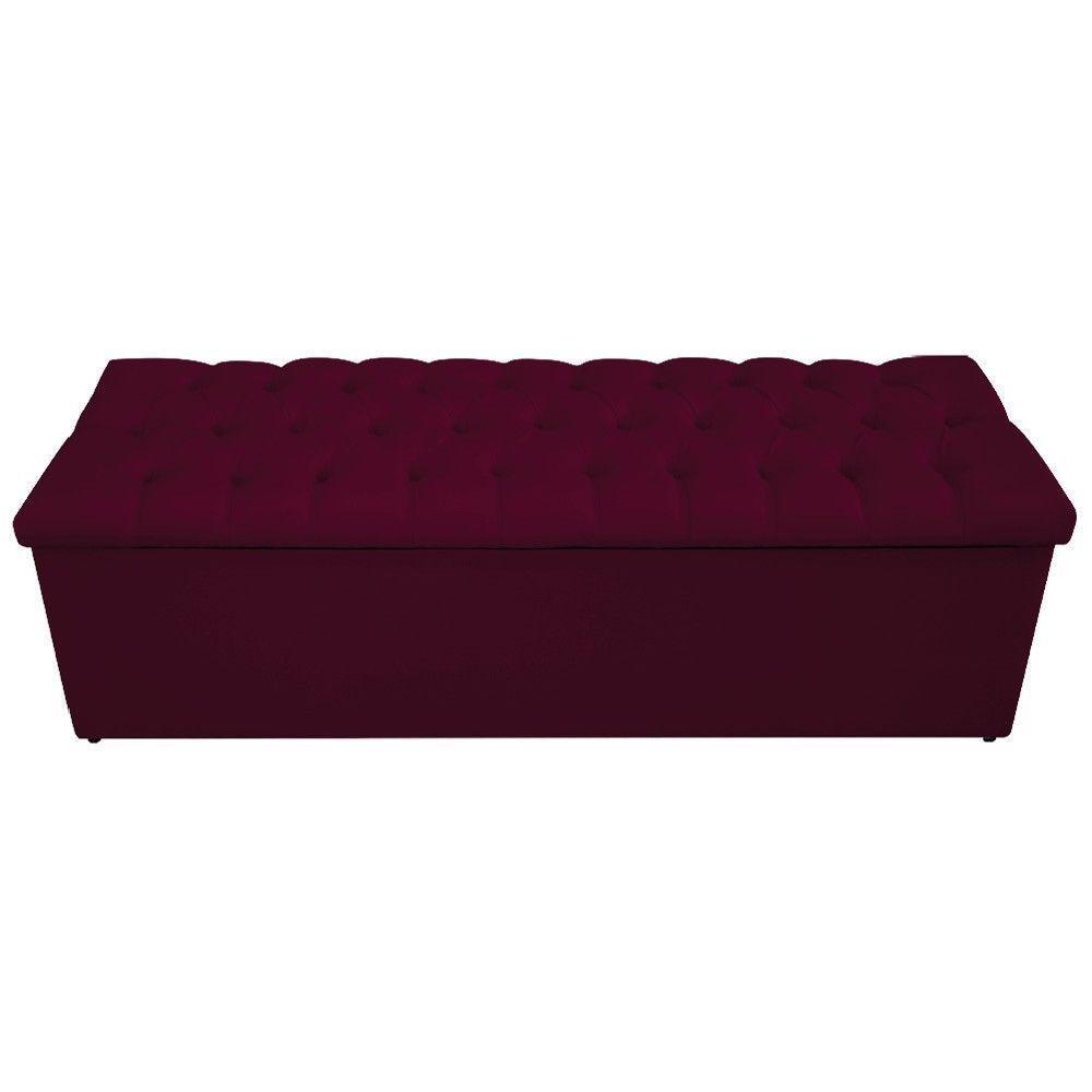 Calçadeira Baú Mel 140 Cm Casal com Capitonê Suede Bordô - 6