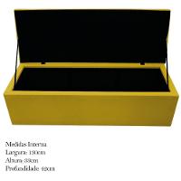Calçadeira Baú Mel 140 Cm Casal com Capitonê Suede Amarelo