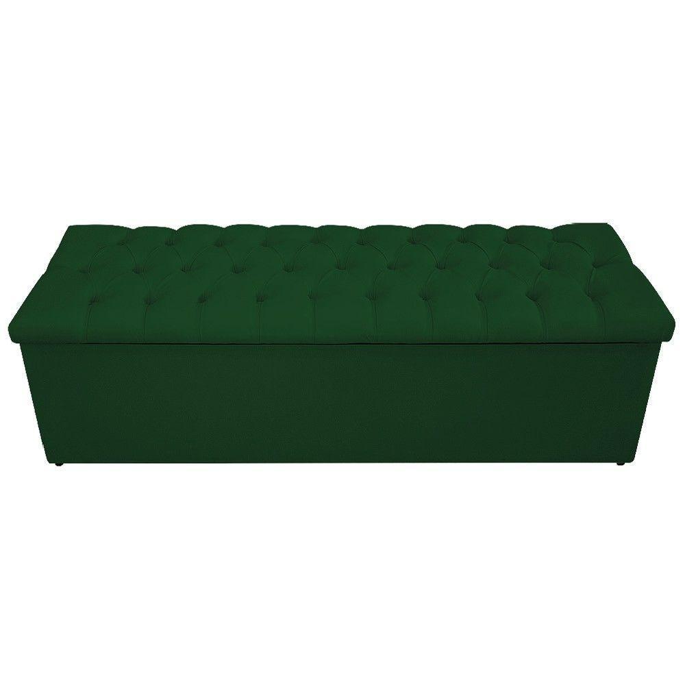 Calçadeira Baú Mel 140 Cm Casal com Capitonê Suede Verde - 6