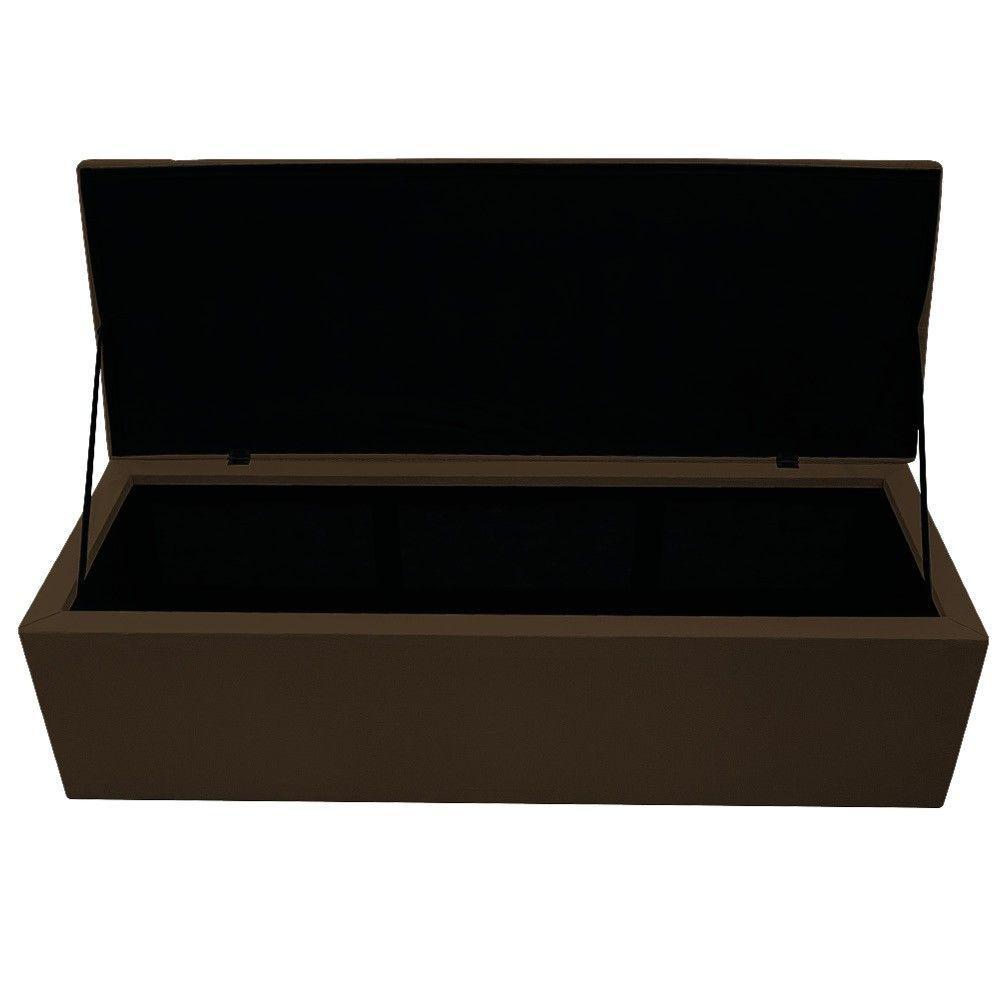 Calçadeira Baú Mel 140 Cm Casal com Capitonê Suede Marrom - 2