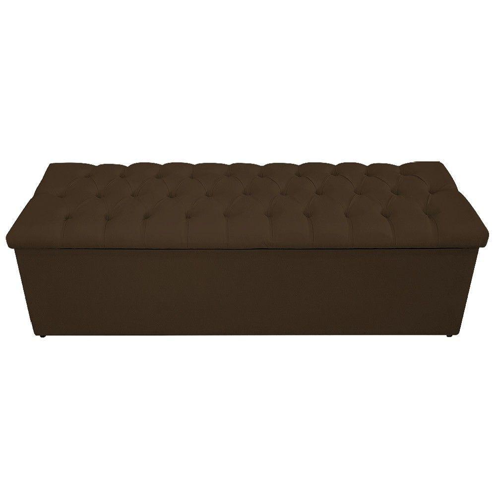 Calçadeira Baú Mel 140 Cm Casal com Capitonê Suede Marrom - 6