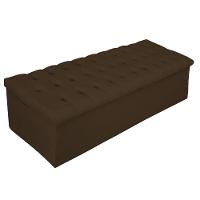 Calçadeira Baú Mel 140 Cm Casal com Capitonê Suede Marrom - 1