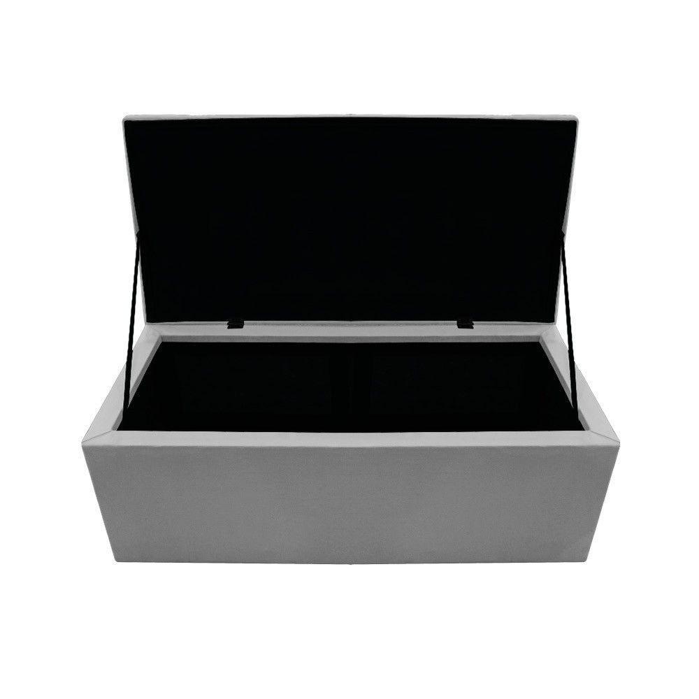 Calçadeira Baú Mel 90 Cm Solteiro com Capitonê Suede Cinza - 3