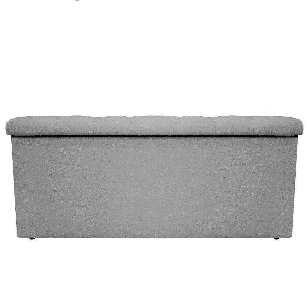 Calçadeira Baú Mel 90 Cm Solteiro com Capitonê Suede Cinza - 4
