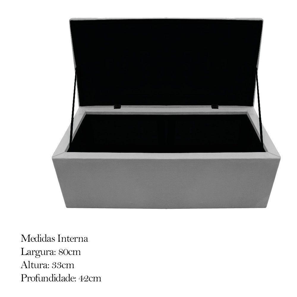 Calçadeira Baú Mel 90 Cm Solteiro com Capitonê Suede Cinza - 5