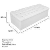 Calçadeira Baú Mel 140 Cm Casal com Capitonê Suede Branco - 2