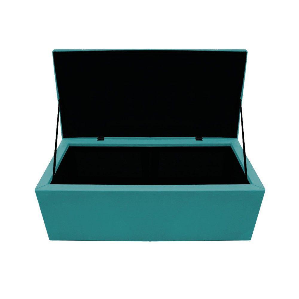 Calçadeira Baú Mel 90 Cm Solteiro com Capitonê Azul Turquesa - 3